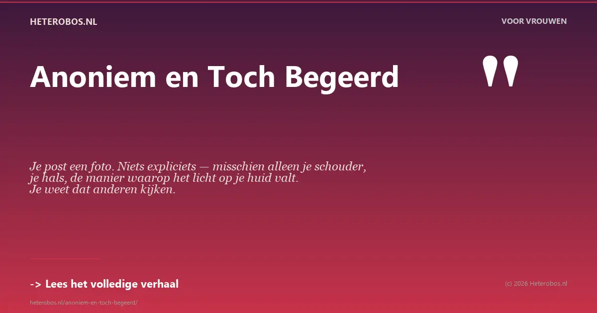 Anoniem en toch begeerd - hoe online discretie werkt voor singles en stellen